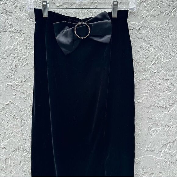 JESSICA MCLINTOCK GUNNE SAX Skirt Size 7/8 Vintage Long Maxi Velvet Bow - Picture 2 of 16